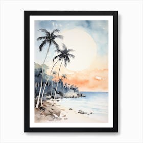 Watercolour Of Anse Intendance   Mahe Island Seychelles 1 Affiche