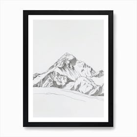 Mount Everest Nepaltibet Line Drawing 1 Art Print