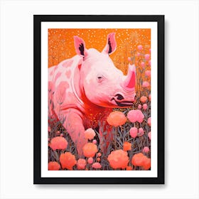 Pink Abstract Geometric Rhino 2 Art Print