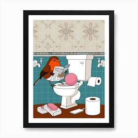 Bird On Toilet Art Print