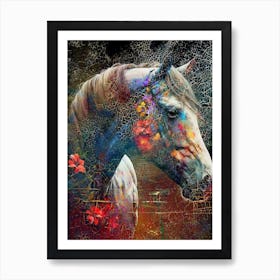 Horse Art Painting Drawing Vintage Retro Illustration Design 08 Art Print