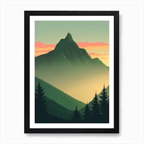 Misty Mountains Vertical Composition In Green Tone 212 Art Print