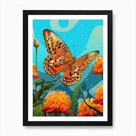 Pop Art Fritillary Butterfly 1 Art Print