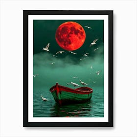 Red Moon In The Sky Art Print