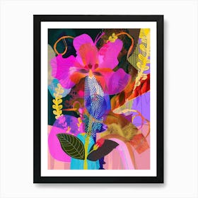 Veronica 1 Neon Flower Collage Art Print