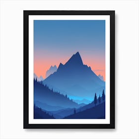 Misty Mountains Vertical Composition In Blue Tone 99 Art Print