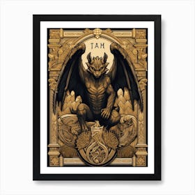  Gargoyle Tarot Card Black & Gold 6 Art Print