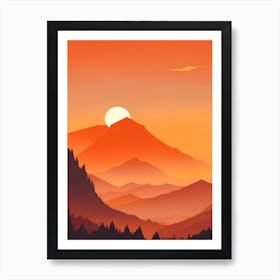 Misty Mountains Vertical Background In Orange Tone 34 Art Print