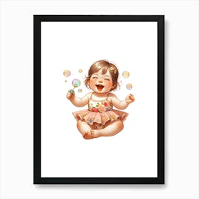 Little Girl With Bubbles Poster