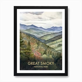 Great Smoky National Park Watercolour Vintage Travel Poster 2 Art Print