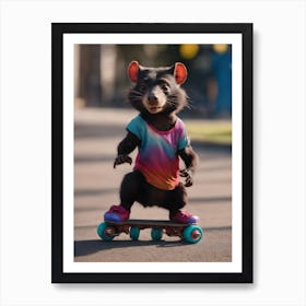 Rat On A Skateboard Art Print