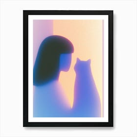 Portrait Of A Woman With A Cat Art Print