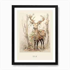 Beatrix Potter Inspired  Animal Watercolour Elk 1 Art Print