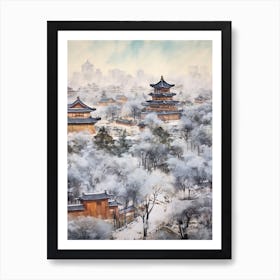 Winter City Park Painting Jingshan Park Beijing China 2 Art Print
