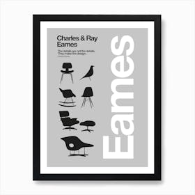 Eames Chairs and bird print, Modern Industrial design, Bauhaus poster, Helvetica Minimalist Furniture Digital Art Print, Unique Home decor Art Print