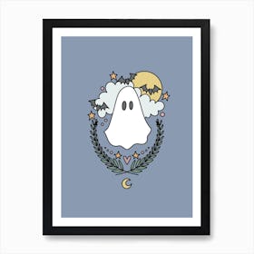 Cute Ghost | Slate Blue Art Print