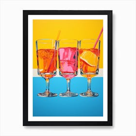 Aperol Blue Orange Pink Pop Art 3 Art Print