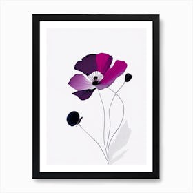 Anemone Floral Minimal Line Drawing 3 Flower Art Print