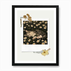 Scrapbook Sleeping Kitten Fairycore Painting 2 Art Print