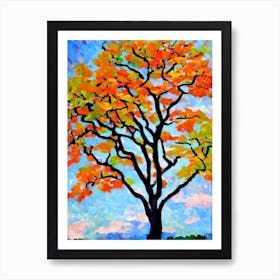 Japanese Zelkova 1 tree Abstract Block Colour Art Print