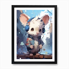 Graffiti Tag Mural Of A Cute White Possum 4 Art Print