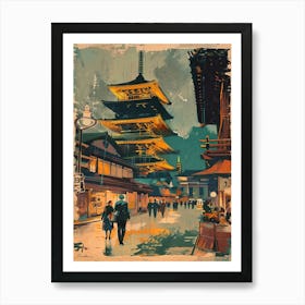 Dotonbori In Osaka Japan Mid Century Modern 2 Art Print