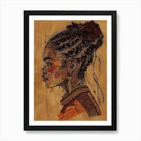 African Girl With Braids 1 Art Print