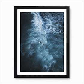 Surfers In Stormy Waters Art Print