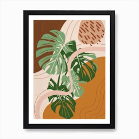 Abstract Shapes Monstera Deliciosa Art Print