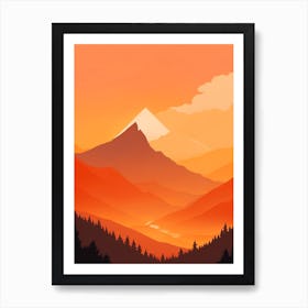 Misty Mountains Vertical Composition In Orange Tone 23 Art Print