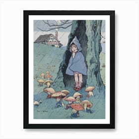 Golden Age Illustration by Rosa Clementina Petherick (British, 1871-1931) Books: "Goblins, Goblins Guest,
The Witch, Little Folks" Vintage Childrens Story Book Art | Mushrooms Woods Cottage | Perfect HD Art Print