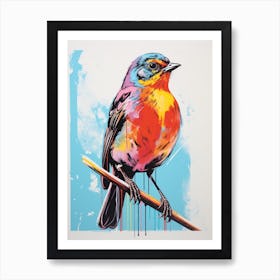 Andy Warhol Style Bird Robin 2 Art Print