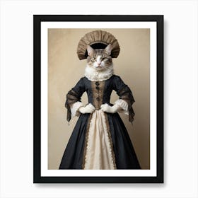 Cat in an old dress Art Print