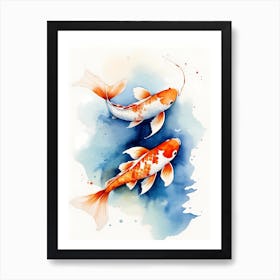 Koi Fish Watercolor Painting (24) Art Print