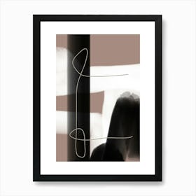 Black color and curvy lines.USA Art Print