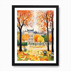 Luxembourg Gardens, France In Autumn Fall Illustration 0 Art Print