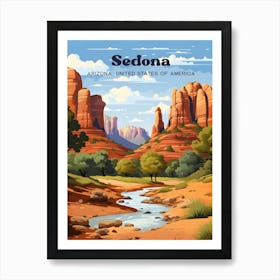 Sedona Arizona USA Mountain Travel Illustration Art Print