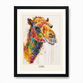 Camel Colourful Watercolour 4 Poster Art Print