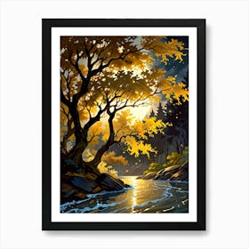 Autumn Forest By The River Art Print