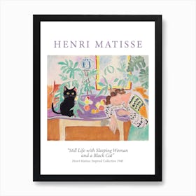 Henri Matisse  Style Sleeping Woman With Cat Museum Poster Art Print
