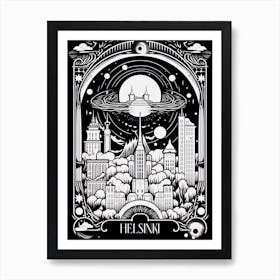 Helsinki, Finland, Tarot Card Travel  Line Art 2 Art Print