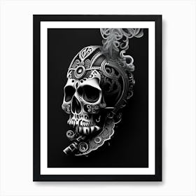 Skull With Intricate Henna 2 Designs Pink Stream Punk Art Print