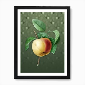Vintage Snow Calville Apple Botanical on Lunar Green Pattern Art Print