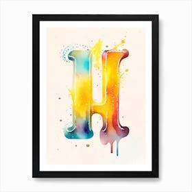H  Letter, Alphabet Storybook Watercolour 2 Art Print