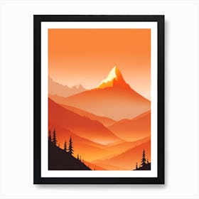 Misty Mountains Vertical Composition In Orange Tone 57 Art Print