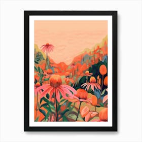 Boho Wildflower Painting Coneflower 1 Art Print