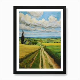 Green plains, distant hills, country houses,renewal and hope,life,spring acrylic colors.27 Art Print