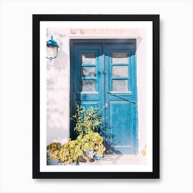 Blue Greek Door Art Print
