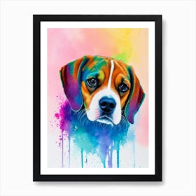 Beagle Rainbow Oil Painting Dog Art Print