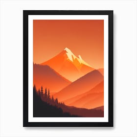 Misty Mountains Vertical Composition In Orange Tone 195 Art Print